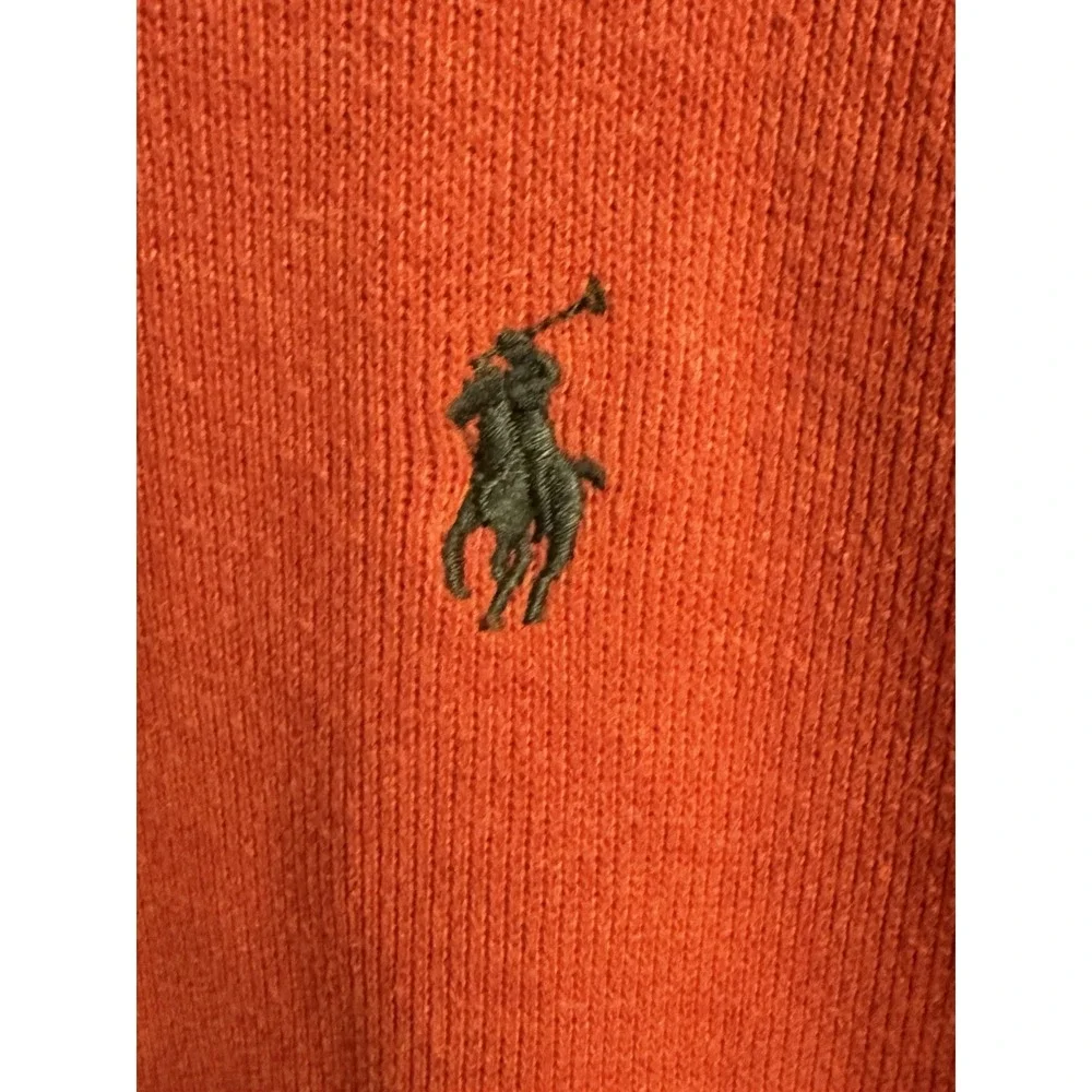 Polo Ralph Lauren 1/4 Zip Pullover Men Medium Orange Preppy Pony Classic Sweater